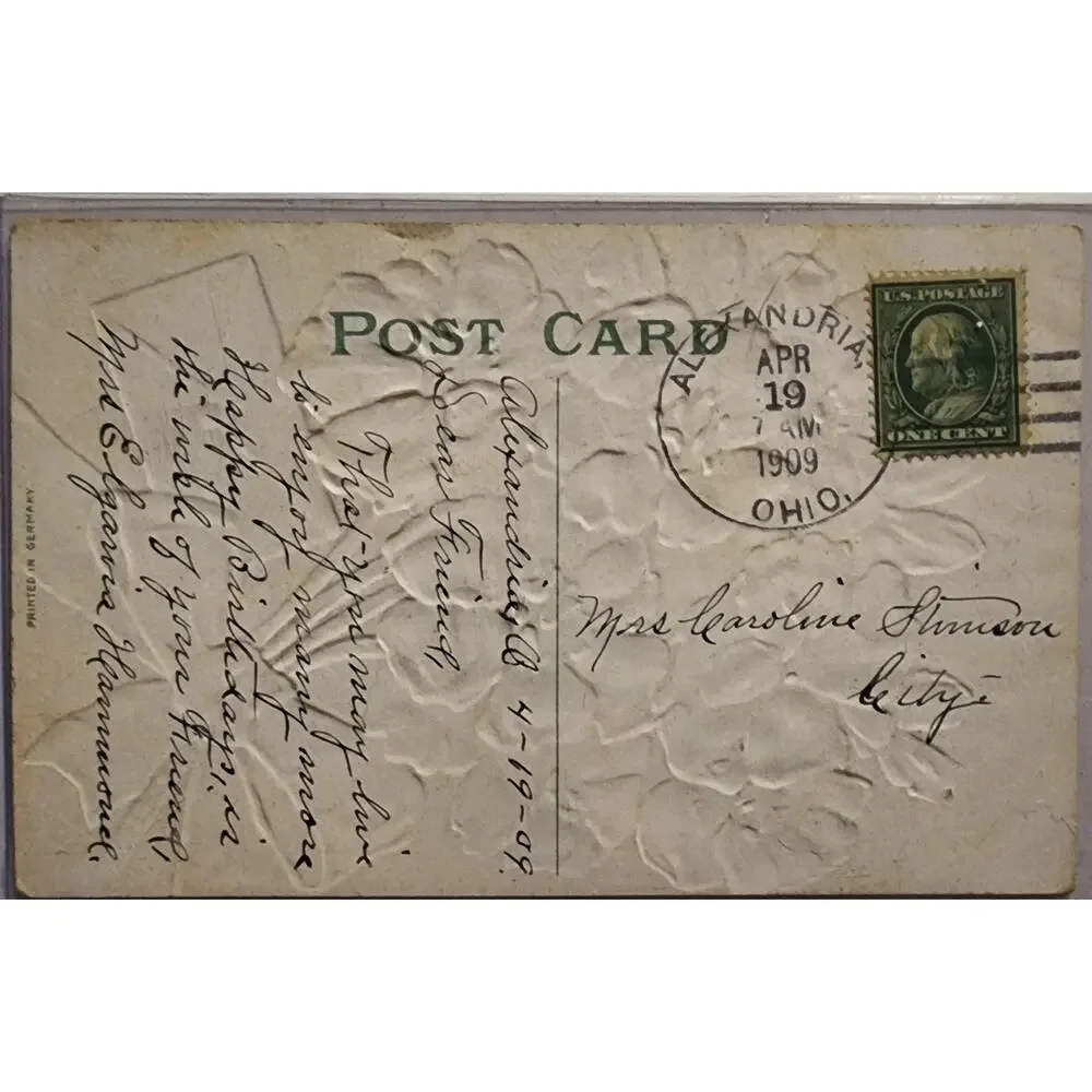 Lot Of Four Vintage Antique Embossed Postcards Flowers Birthday